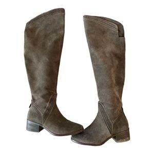 Vince Camuto Karinda Over the Knee Boots Gray Suede Leather Size 7.5